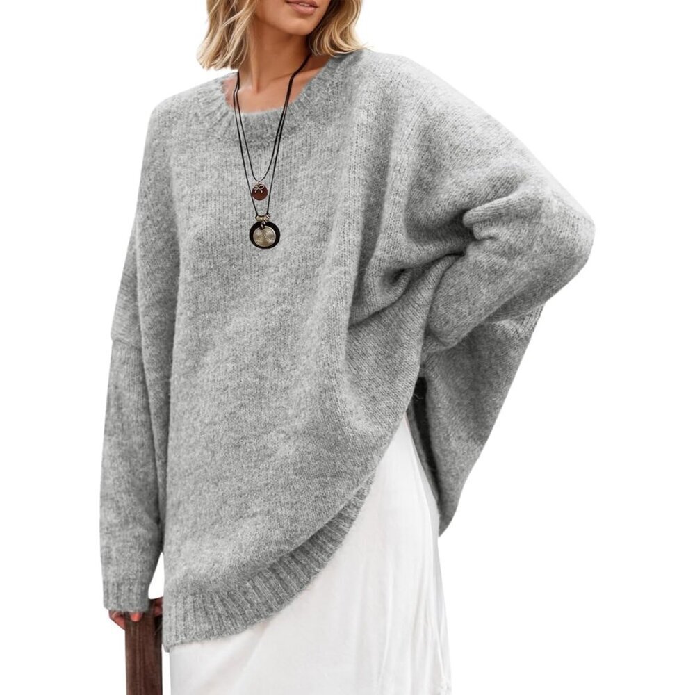 Women's Oversized Knit Sweater Long Sleeve Crew Neck Casual Pullover